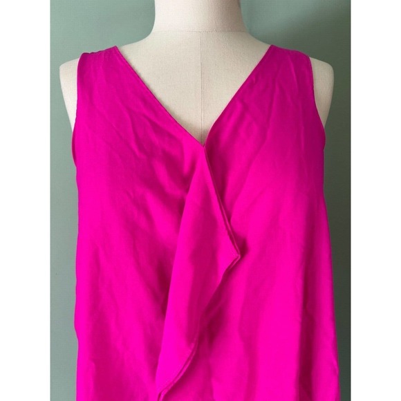 THE LIMITED Small Flame Ruffle Front BRIGHT Fuchsia Sleeveless Blouse - Picture 4 of 5